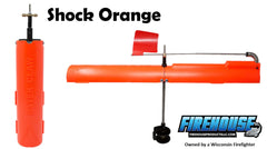 Mermaid Gear firehouse patented tip-up with bright orange flag for high visibility