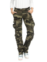 Mesinsefra women's cargo pants 8-pocket camo front view for versatile storage on outdoor wear