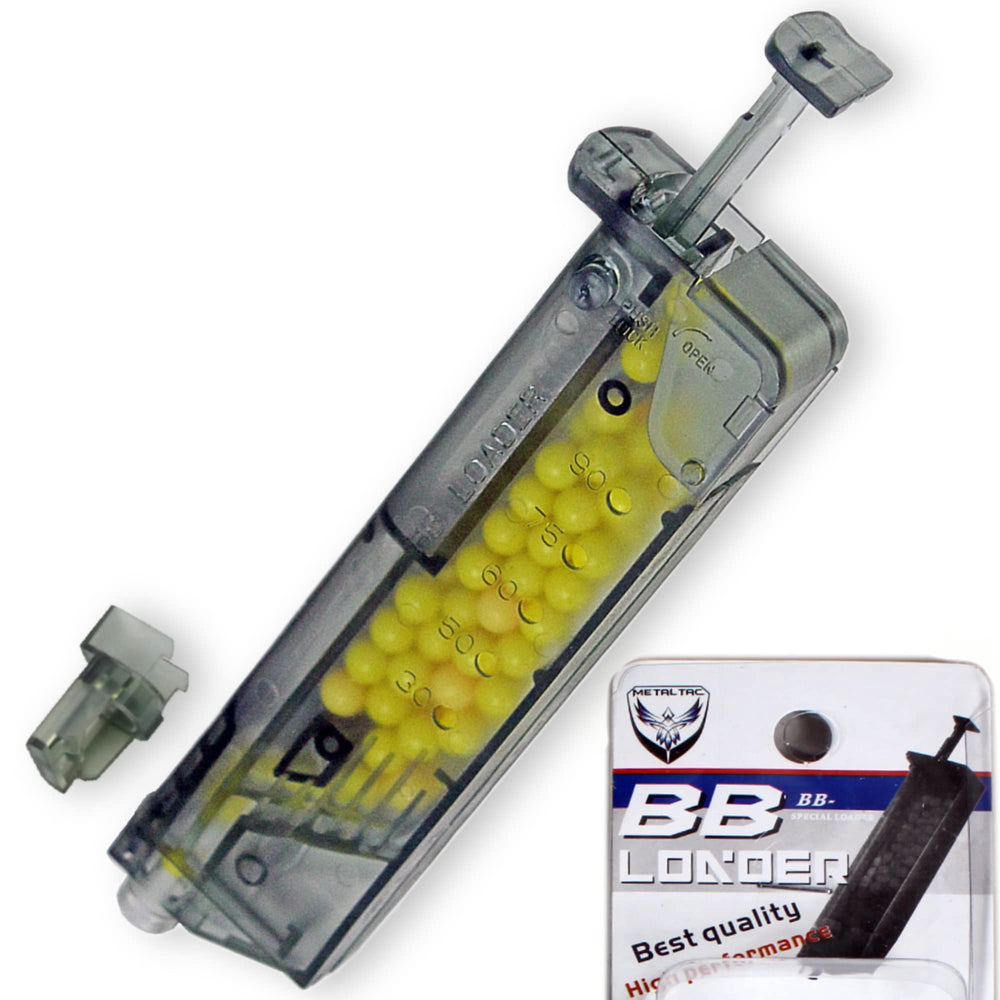 MetalTac speed loader with 100 BB capacity for rapid magazine reloading