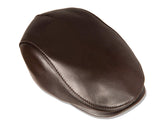 Metellino leather flat cap brown front view showcasing premium leather