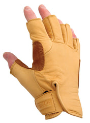 Metolius 3/4 climbing glove natural palm close-up shows reinforced palm for grip