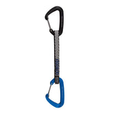 Metolius Bravo II wiregate quickdraw with black-blue carabiner, ideal for sport climbing.