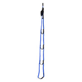 Metolius Pocket Aider Blue folded in its attached pouch for easy transport on alpine climbs.