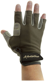 Metolius Talon Belay Glove 3/4 gray olive, breathable back enhances dexterity during belays.