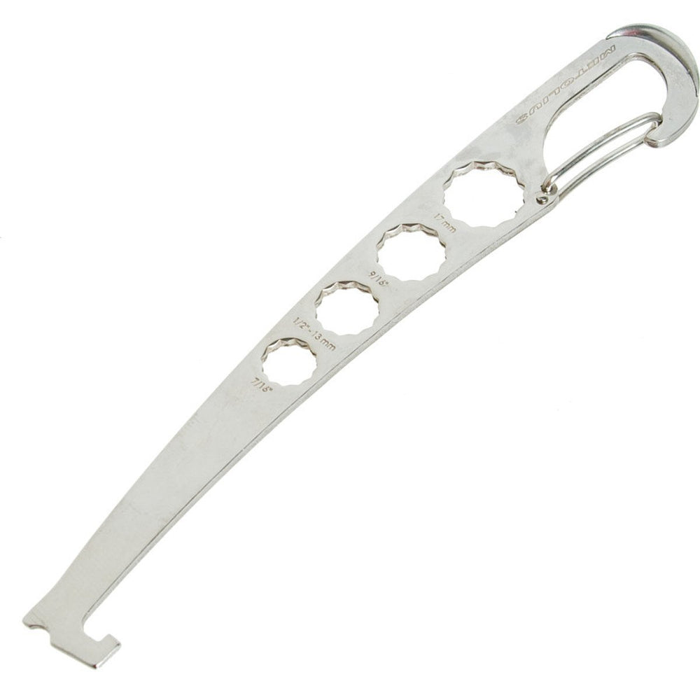 Metolius Torque Nut Tool curved design for hooking and pulling behind nuts.