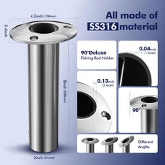 METRAXION stainless steel rod holder closeup highlights corrosion resistance for saltwater use.