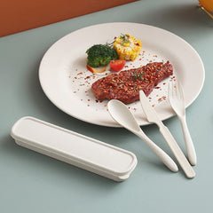 M&F beige set shows natural wheat straw texture during outdoor dining.