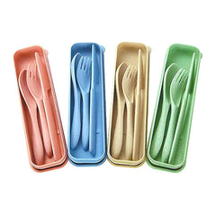 M&F four-pack portable utensils in pink case for on-the-go meals.