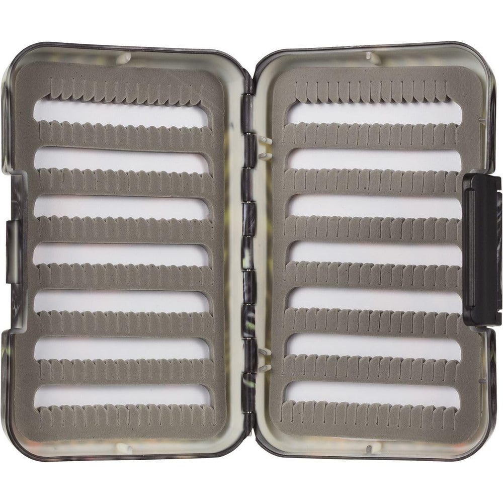 Montana Fly Company Poly Fly Box Estrada Brown Trout artwork provides durable fly storage.