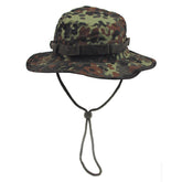 MFH Men's GI Ripstop Bush Hat Black, front view with breathable vents and wide brim.