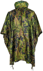 MFH US Poncho Ripstop camouflage, front view, protective wind and water shield.