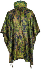MFH US Poncho Ripstop camouflage, front view, protective wind and water shield.