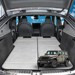 MGRFTOX non-inflatable car mattress in a Jeep Wrangler for stable overnight rest.