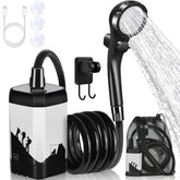 MIAOKE Upgrade portable camping shower with 7800mAh battery enabling extended outdoor rinses