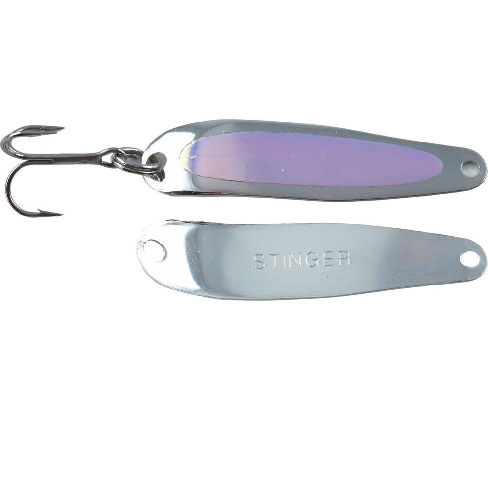 Michigan Stinger Scorpion Spoon UV Silver boosts visibility in deep water for trolling