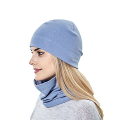 Lightweight windproof fleece beanie and scarf set for outdoor activities