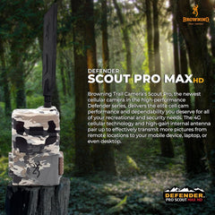 Middletown Outdoors Browning Defender Pro Scout Max HD 24MP dual-SIM trail camera captures crisp day and night imagery.