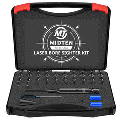 MidTen bore sight laser with 32 adapters for rapid caliber matching and setup