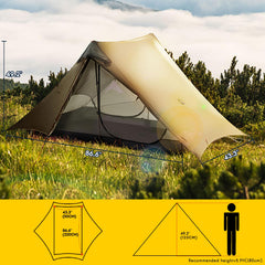 MIER LANSHAN ultralight tent rainfly seam-taped layer shows durable weather protection.