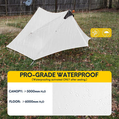 MIER LANSHAN tarp-tent setup showing flexible shelter