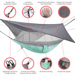 MIFXIN camping hammock rain fly tarp extended for weather-ready camping.
