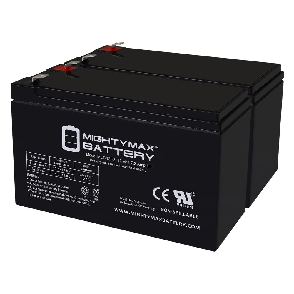 Mighty Max Battery 12V 7Ah F2 front view, ready for replacement in cameras.