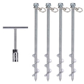 MightyPhine steel screw ground anchors 4-pack ready for 12 inch soil installation with strong hold.