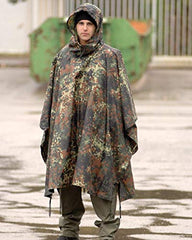 Mil-Tec ripstop poncho with hood ready to shelter you during sudden downpours.