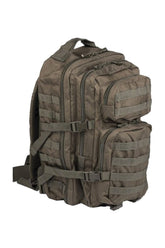Mil-Tec Unisex Assault Pack front view shows 36L capacity for urban commutes and outdoor trips.