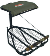 Millennium M50 Hang-On with leveling system enables quick tool-free setup on uneven trees.