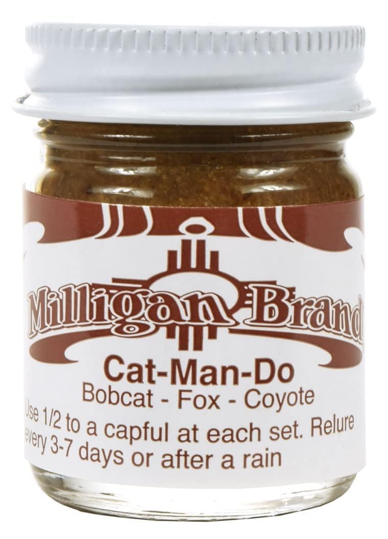 Milligan Brand Outfitting Cat-Man-Do bobcat lure bottle attracts wildlife