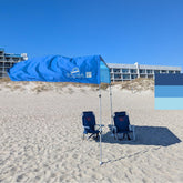 MillionShades Beach Shade Canopy cozy front view for two to three enjoying shaded ocean vibes