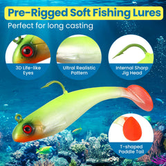 Close-up of 3D eyes and bright colors on Mimorou lures