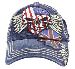 MINAKOLIFE Rock Shark Kingston cap, front view, showcasing vintage blue style and breathable cotton.