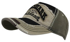 MINAKOLIFE cap with washed look, khaki patch details, ideal for outdoor activities.