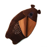 MindWare Oh So Fun Bear Sleeping Bag face closeup shows plush bear head for cozy bedtime comfort.