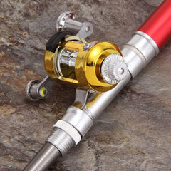 Close-up of mini baitcasting reel with brake knob