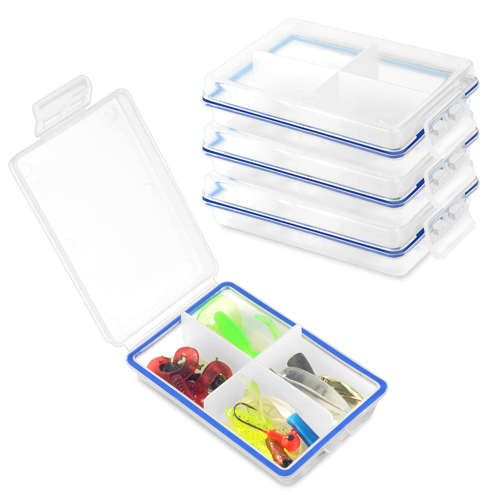 Clear 4-inch mini tackle box with four compartments
