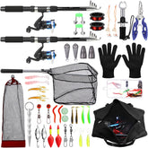 MiniInflat telescopic fishing rod and reel kit assembled for travel