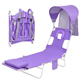 Minndudu backpack beach tanning chair canopy providing shade for sun-ready lounging