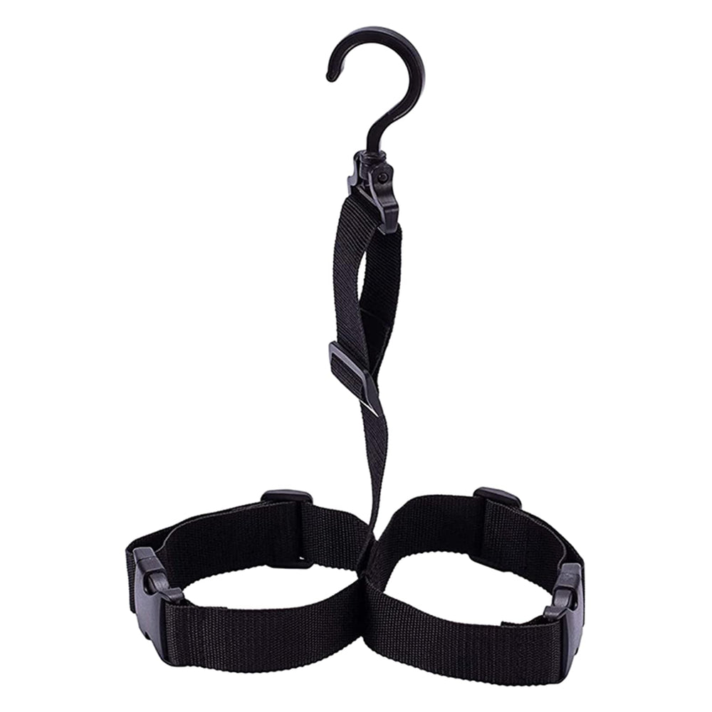 MinnowXY wader boot hanger front view showing organized drying setup