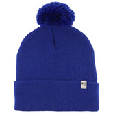 Minus33 Merino midweight pom beanie in royal blue viewed from the front, cozy warmth.