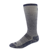Minus33 Merino USA-made over-the-calf socks in denim heather deliver warmth for cold hikes.