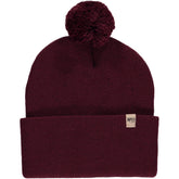 Minus33 midweight merino beanie in burgundy, close-up cuff for warmth and fit