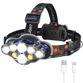 MIOISY headlamp with 8 LEDs and main beam ideal for night hiking and running