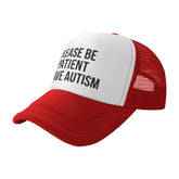Miowjals Please Be Patient Autism cap front view for casual wear and awareness.