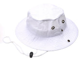 MIRMARU Summer Boonie Hat White, front view, shading sun outdoors