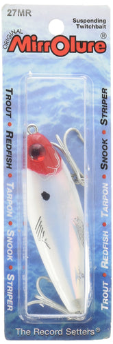 MirrOLure Mirrodine XL twitchbait in red, white and silver for realistic motion and strikes.