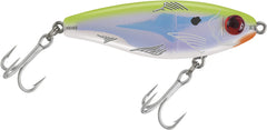 Close-up of Mirrolure Mirrodine XL Susp Twitchbait finishes and durable hooks in Chat Black/PRL/Silver
