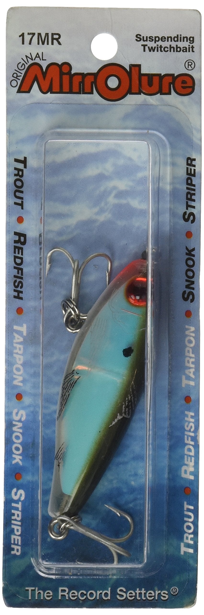 MirrOLure Mirrodine 17MR-18 suspending twitchbait in green, black, white and silver for realistic lure action